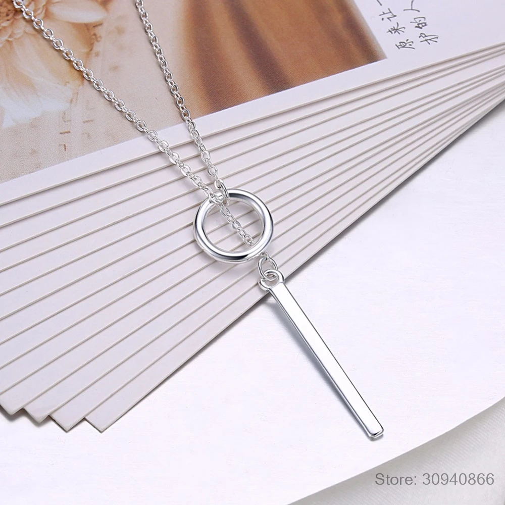New Arrivals 925 Sterling Silver Long Circle Necklaces & Pendants For Women Fashion sterling-silver-jewelry - Image 4