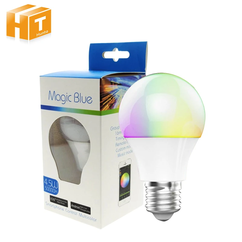 

Magic Blue E27 RGBW 4.5W Bluetooth LED Bulb Smart Lighting Lamp Bluetooth 4.0Color Change Dimmable Led bulb Light