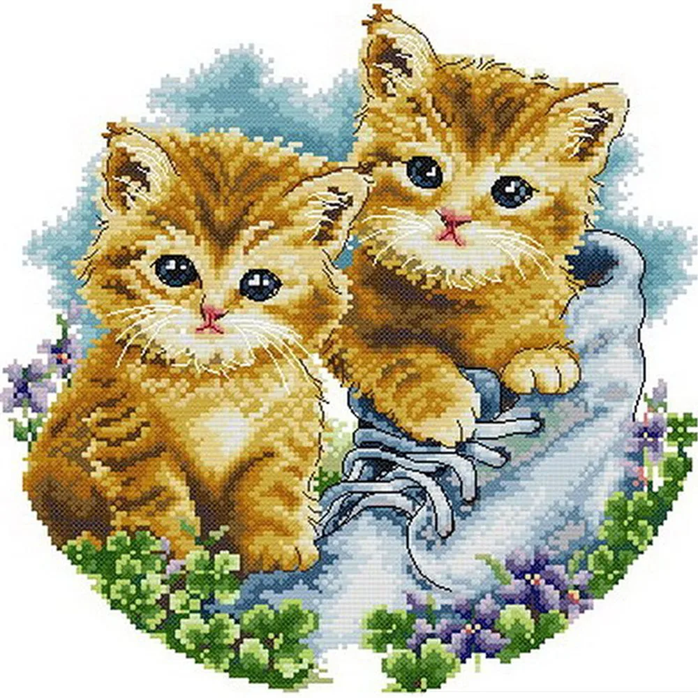 

Cross Stitch Kit DIY Diamond Embroidery clever cats Full Square/round Diamond Painting Mosaic Home Decor