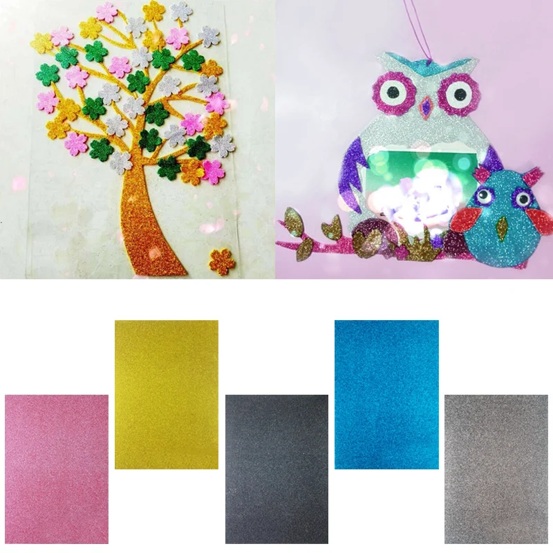 

1PCs A4 Glitter Self-Adhesive Craft Embellishments Permanent Sticker Gold Silver Paper Sheets Art Sparkling Sign Sticker
