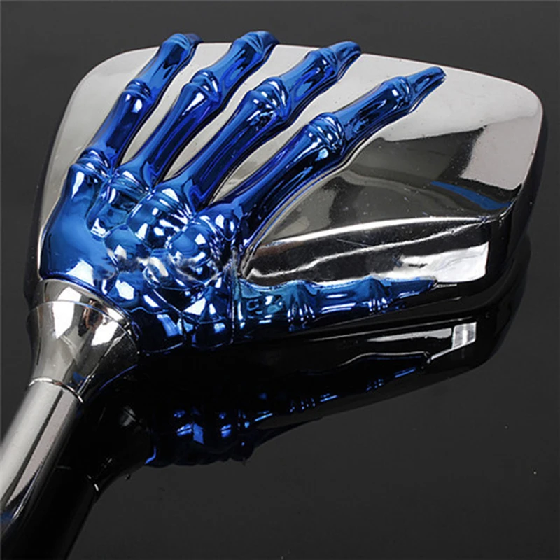 Nordson Motorcycle Blue Skull Side Mirrors For Yamaha Honda V Star 250 650 950 1100 1300 Virago VMax Suzuki Kawasaki Custom