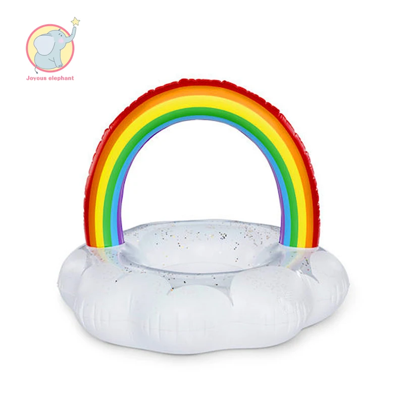 90cm Inflatable Clouds rainbow Pool Floats swimming ring  holiday circle Air Mattress water toys for child kids  beach party
