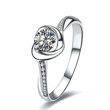 

AU585 0.5CT Flower Rose Petal Twist Setting Solid White Gold NSCD Synthetic Carbon Ring for Women Engagement Romantic Jewelry