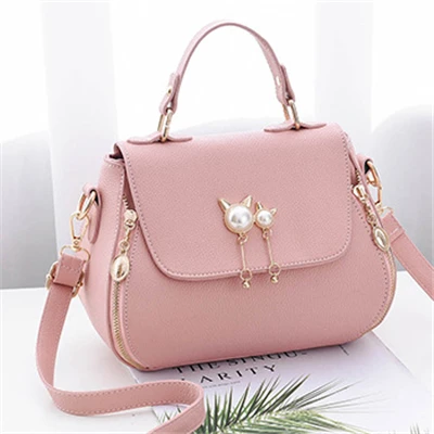 21 Клубная брендовая маленькая дамская сумочка на молнии с жемчугом и кошкой, милые сумочки в виде ракушки, вечерние сумочки для покупок и путешествий, женские сумки через плечо для монет - Цвет: Розовый