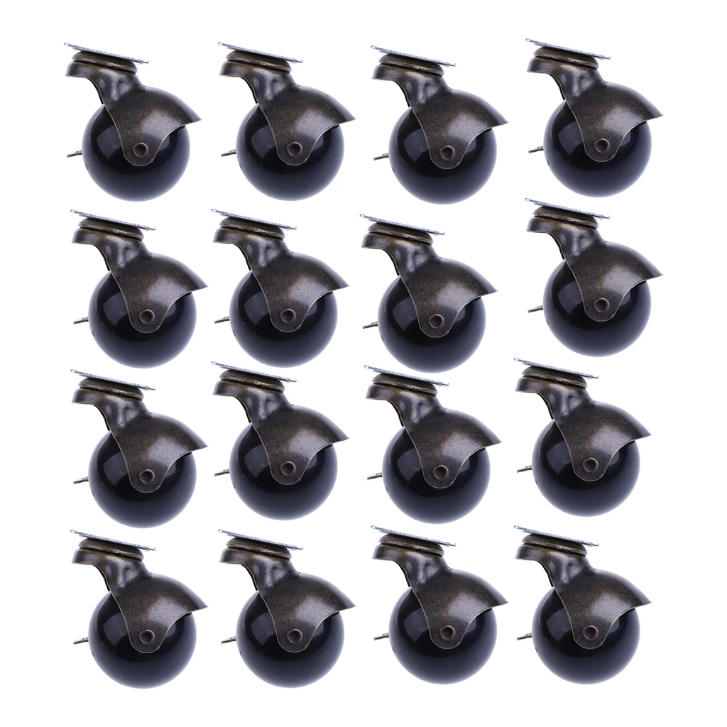 

16Pcs 1.5inch PP Polypropylene Swivel Ball Caster PP Wheels With Brake Lock Screw-in Universal