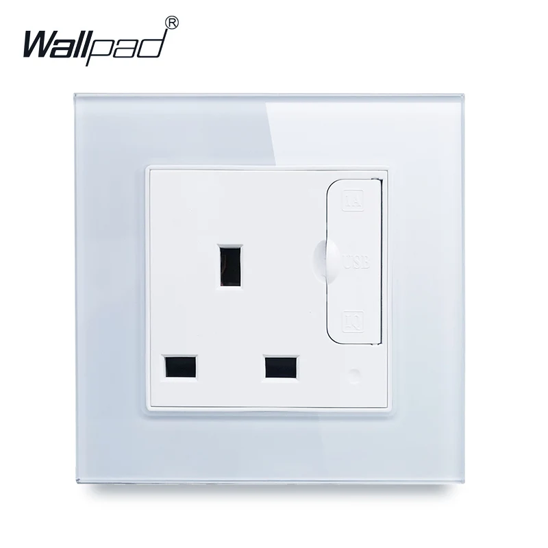 Wallpad S6 белая черная стеклянная панель одна 13A британская настенная розетка с 2 usb