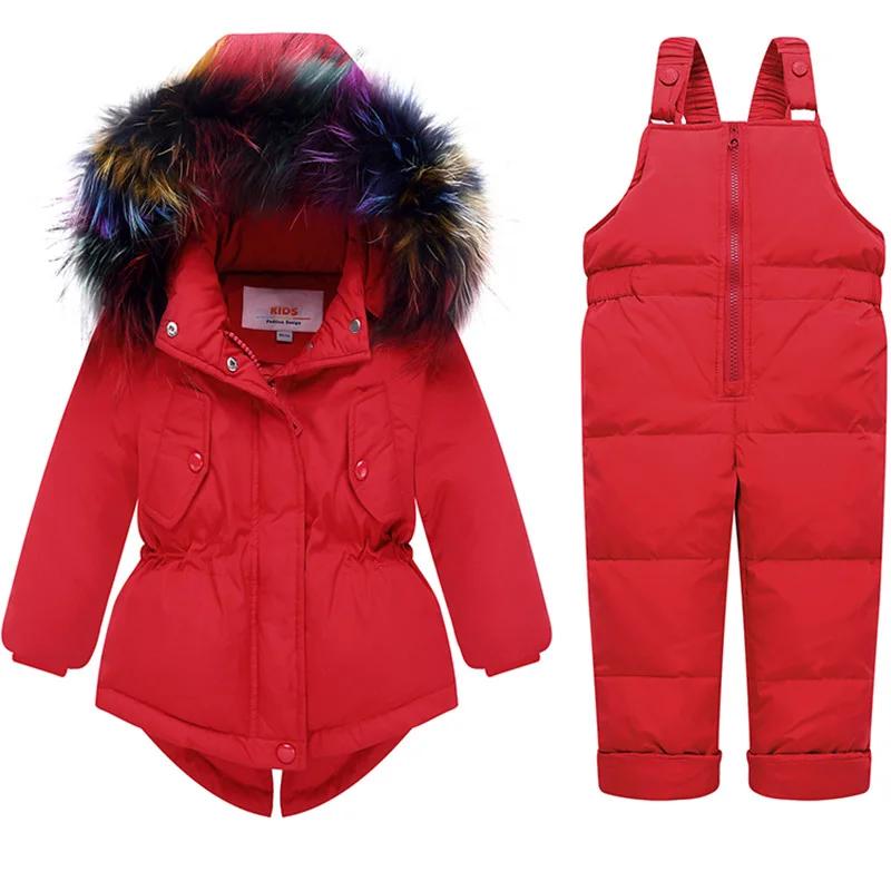 

2018 Baby Girl Winter Clothes Sets Hooded Kids Down Jacket Overalls Jumpsuits Snow Ski Suit Children Boys Clothing Coat+trousers
