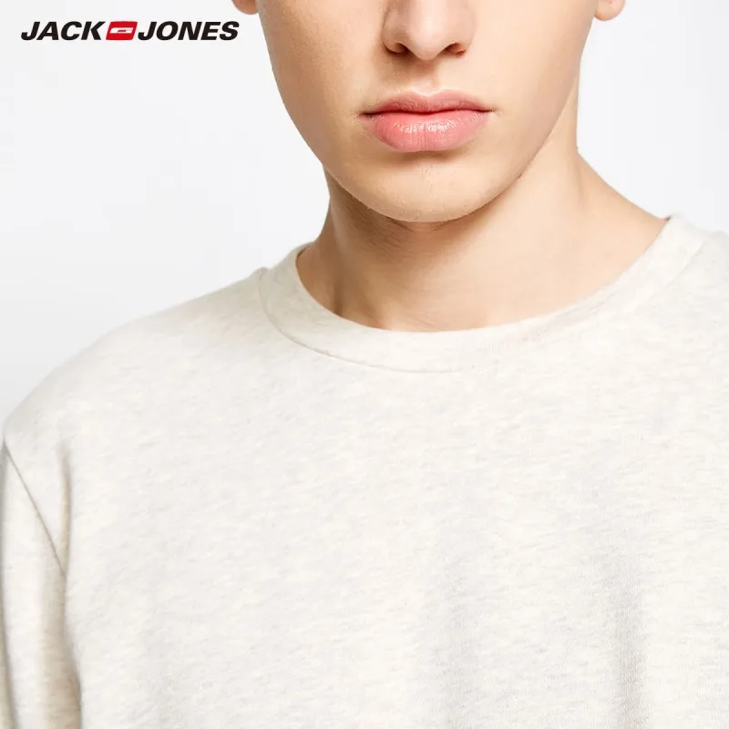 Мужская Трикотажная хлопковая Футболка JackJones базовая мягкая теплая футболка для