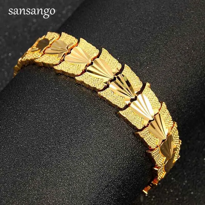 New Arrival Hip Hop 24K Golden Curb Link Chain Bracelet Male Jewelry For Men Women Luxury Bangle Party Gift Wholesale 18cm