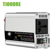 TiOODRE 500 Вт автомобильный инвертор 12 В 220 В 50 Гц автомобильный инвертор 12 220 вилка преобразователь питания инвертор Защита от перегрузки Пиковая мощность