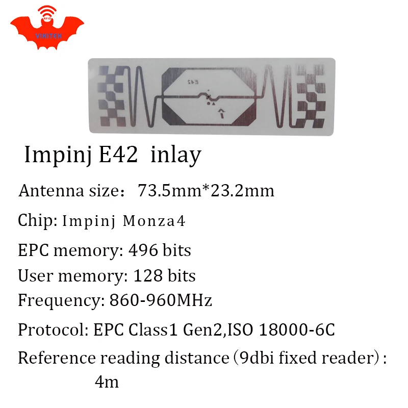 UHF RFID метка Impinj E42 сухая инкрустация 915 МГц 900 868 860 960 Higgs3 EPCC1G2 6C смарт карта