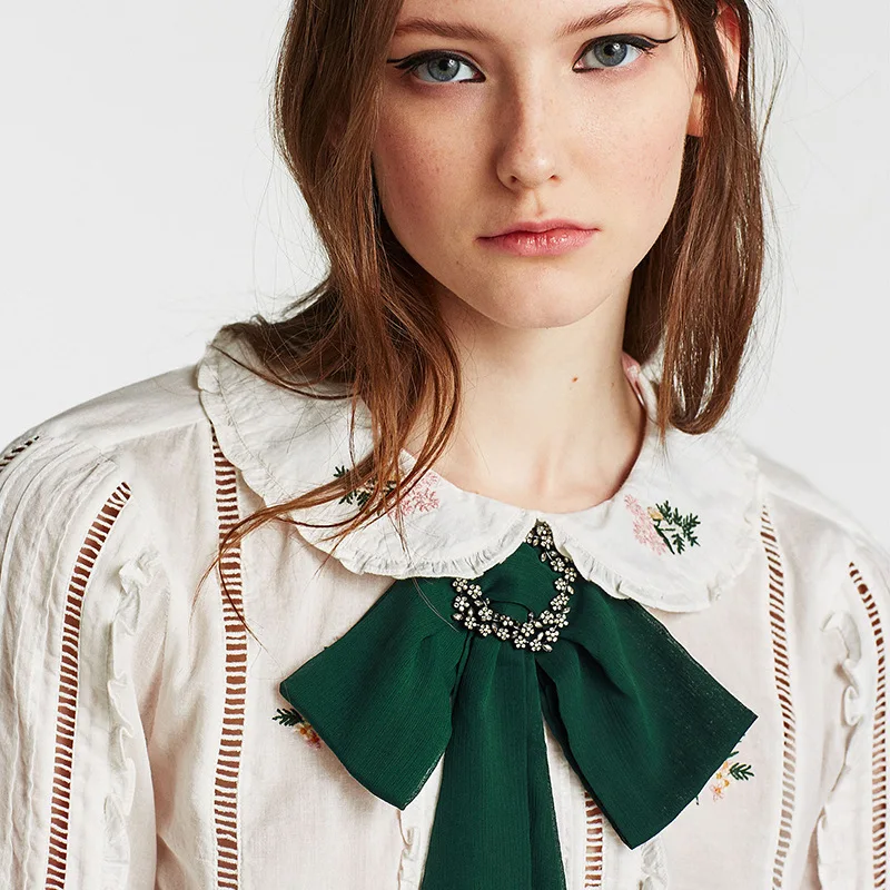 

BK Multi Color Fashion Woman Brooches Ribbon Big Bowknot Brooch Pin Rhinestones crystal Collar Shirt's Accessories Jewelry