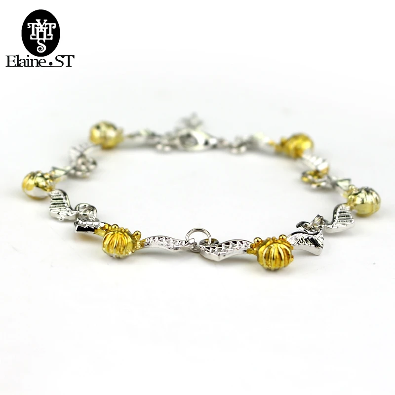 Quidditch Snitch золотой браслет Винтаж Гриффиндор Слизерин для женщин Рождественский подарок Омар застежка с кольцом цепи браслеты оптом