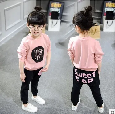 

spring and autumn brand new baby suit Cute 2PCS Cloth Set Children Cloth Suit Baby Girl Clothing T shirt + Pants High quality