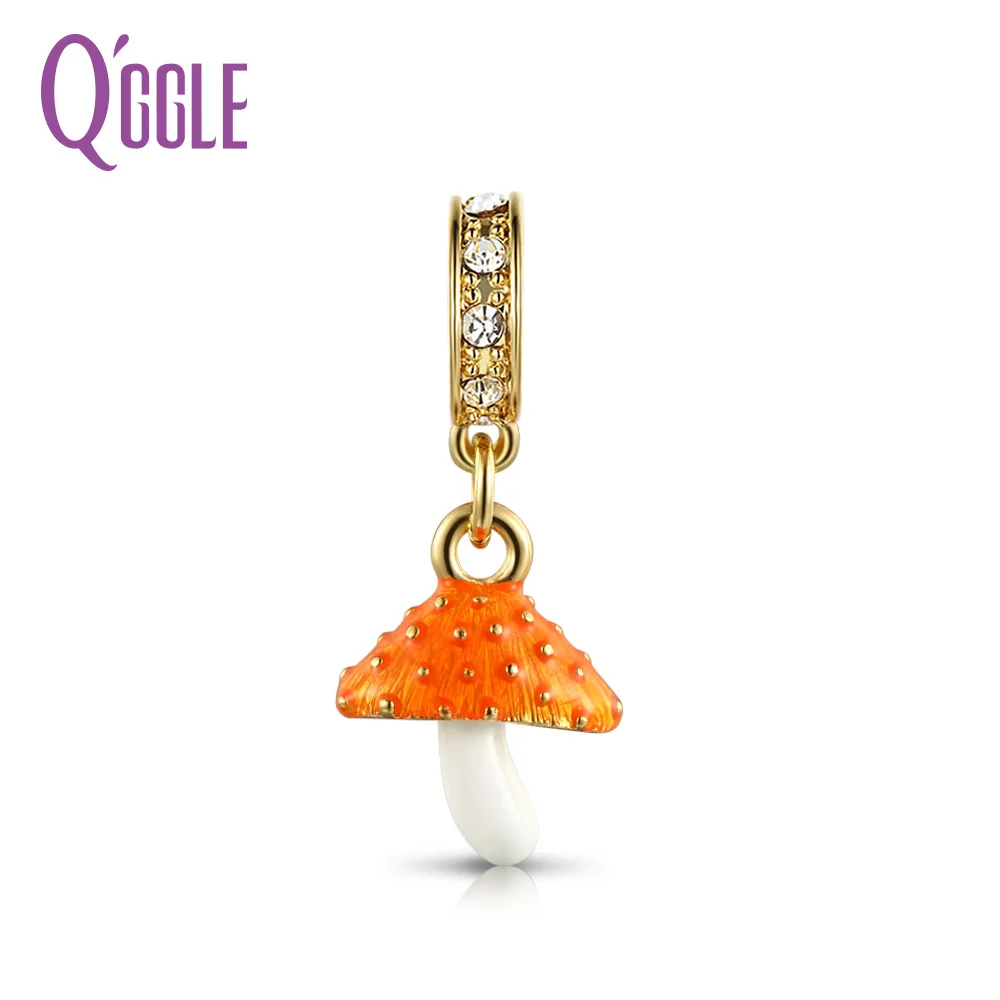 QGGLE TOP Quality Alloy Orange Mushroom Pendant &amp Charm Fit Bracelets For Women Trendy Jewelry Girl Friend G | Украшения и