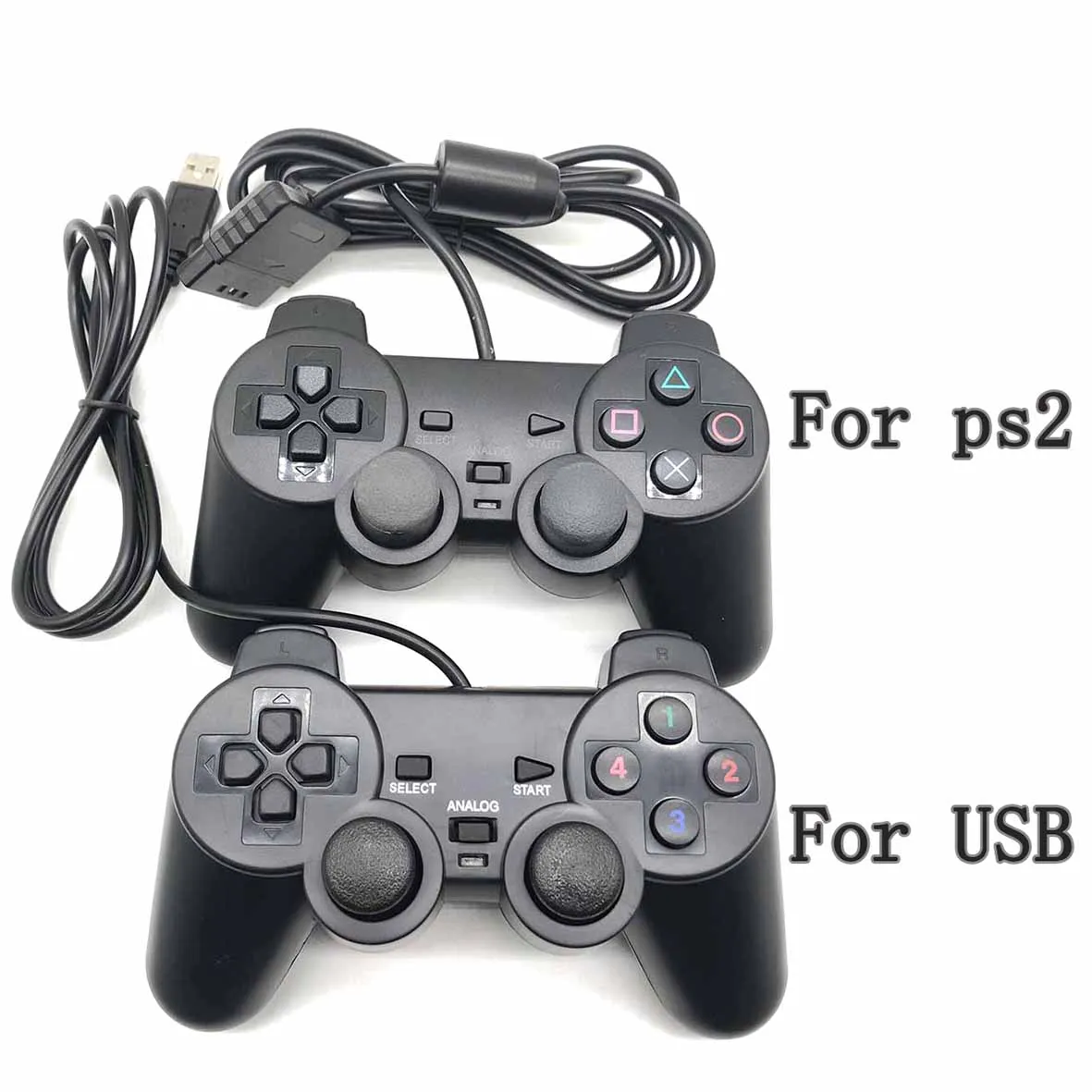 Проводной контроллер геймпад джойстик игровой для Sony PS2 порт USB Ударная вибрация