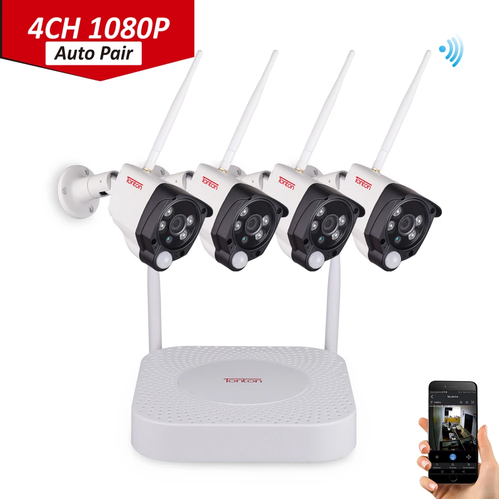 Tonton 1080P Wireless security camera 2TB HDD 2MP 4CH NVR camera IR-CUT outdoor CCTV Cameras IP sec