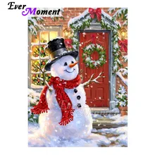 Алмазная живопись Ever Moment, полностью квадратная мозаика, снеговик, Рождественская Настенная картина, стразы, алмазная вышивка ASF1719