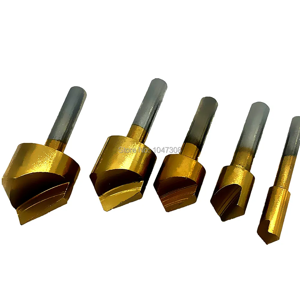 5pc Titanium Drill/ Drill Press Countersink Set Boring Bit Countersinks