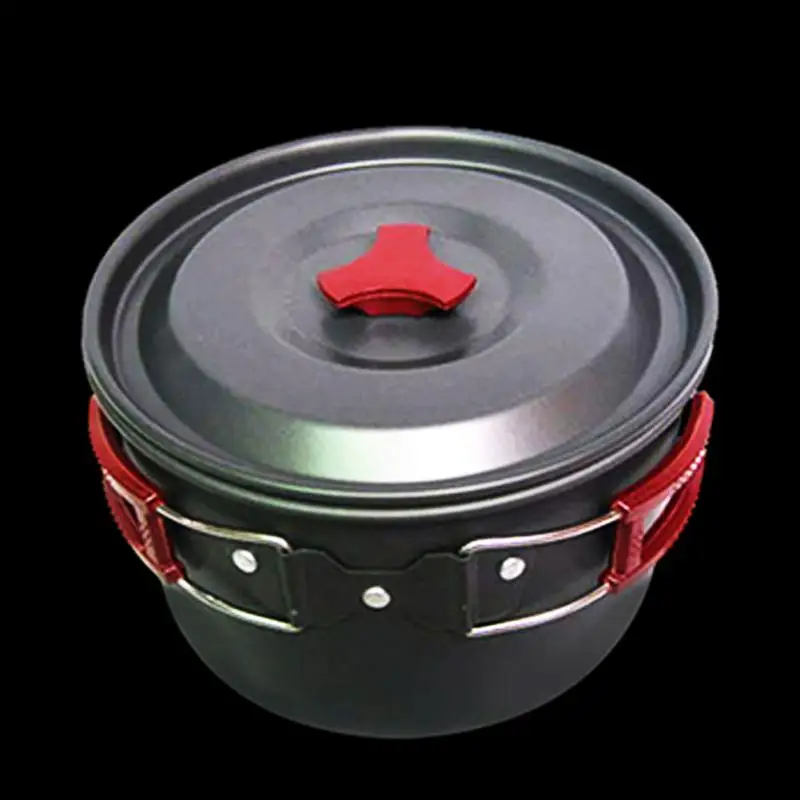 Acero inoxidable al aire libre pote utensilios de cocina 3L gran capacidad plegable mango antiadherente Pot Camping Picnic vajilla