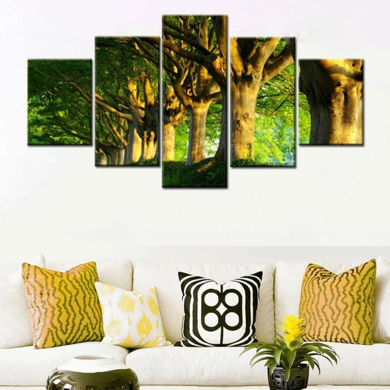printed-painting-Home-Decor-GREEN-TREES-LANDSCAPE-5-PIECE-CANVAS-PAINTING-Wall-Art-Print-Poster-dorp (2)