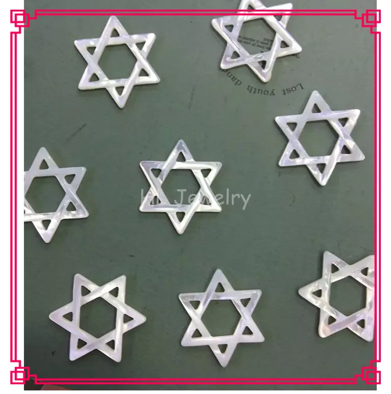 

50PCS/ Lot 25MM Hollow Shape White Mother of Pearl Shell David Star