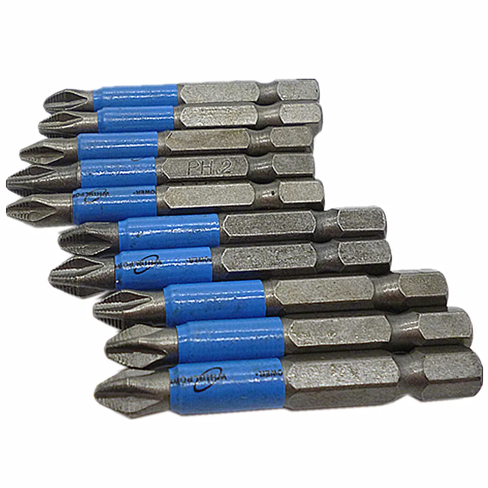 

10pcs Impact Phillips PH2 50mm Power Insert Bits Anti Slip Magnetic Electric Screwdriver Bits Head Driver Bit For Impact Drivers