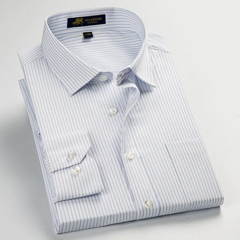 Осенние Роскошные качественные мужские рубашки с длинным рукавом, хлопковые белые черные классические деловые рубашки для мужчин, китайская блуза PaulJones - Цвет: 5518