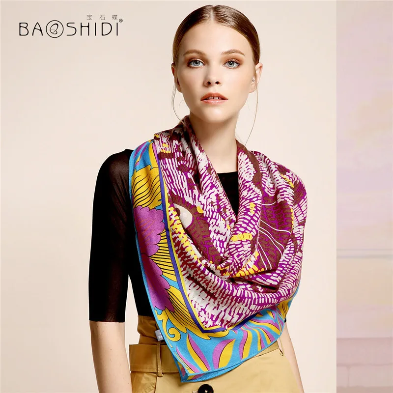 [BAOSHIDI] шерсть зимний шарф, роскошные брендовые шарфы модные, элегантные женские шарфы, бесконечная квадратная шаль, теплый хиджаб