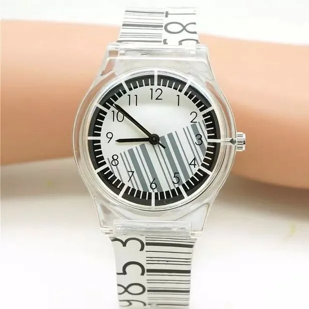 Новинка дети дамы модный бренд мини часы barcode Дизайн Водонепроницаемость Аналоговый смолы наручные часы 1150