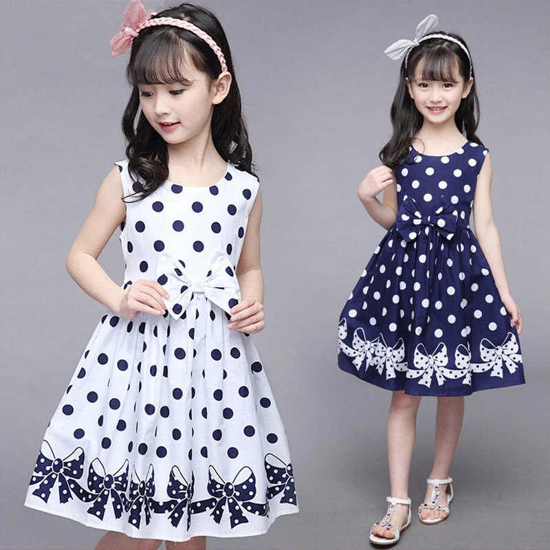 

Baby Girl Summer Dress Children Girl Clothes Casual Dress for Girls Tutu Polka Dots Princess Bow Vest Dress Teen Girl Party Wear