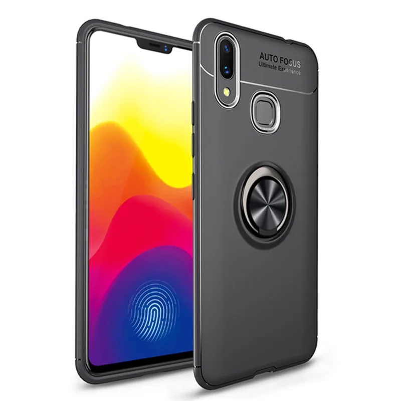 

Luxury High Quality Anti-knock Soft Silicone Back Cover Case For Xiaomi Mi Play With Color Ring Bracket
