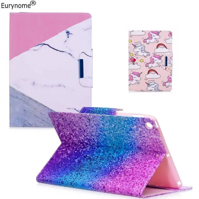 Case For Ipad 97 2017 Cover Cartoon Unicorn Marble Pu Leather