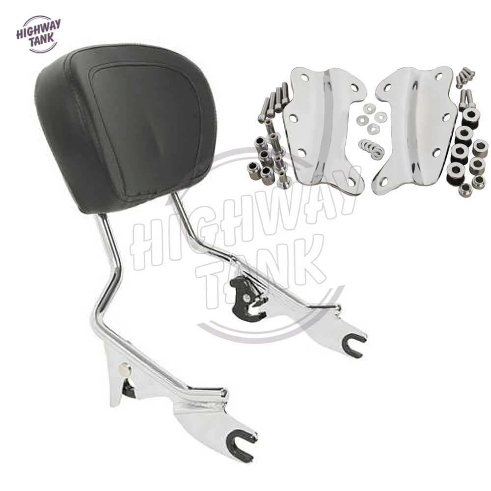 Motorcycle Black Backrest Sissy Bar 4 Point Docking Kit with Pad case