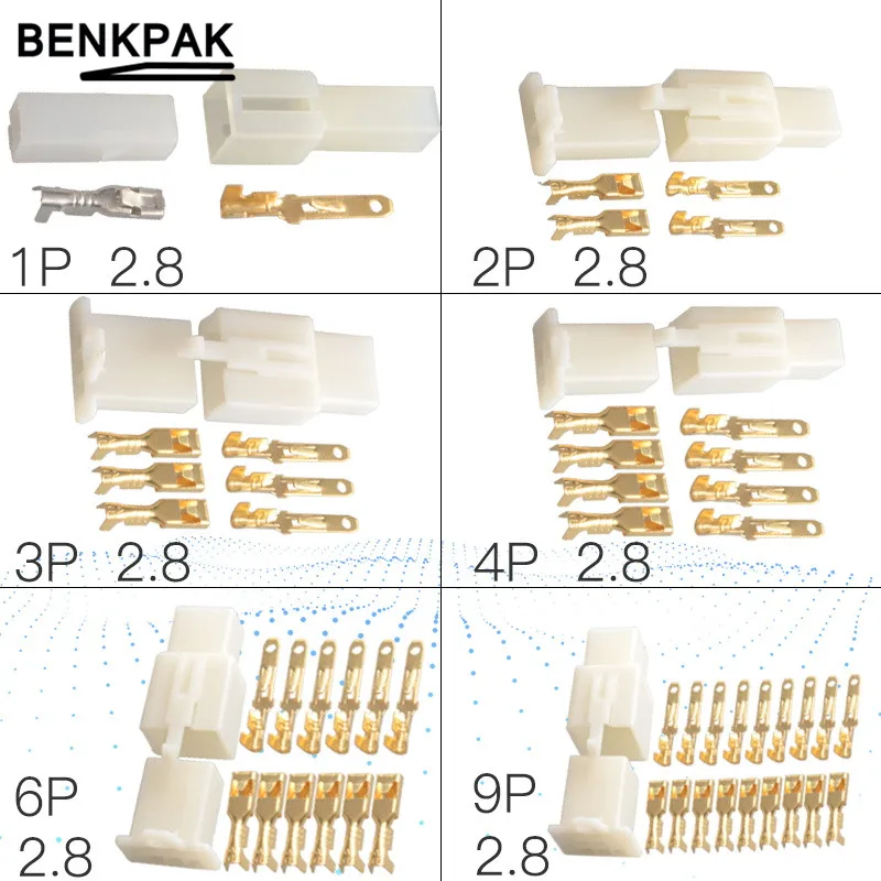 5set 2.8mm Connector 2p/3p4p/6p 2pin Electrical 2.8 Connector Kits Male