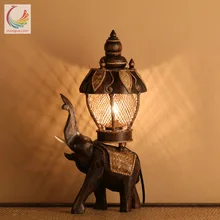 Настольная лампа TUDA в винтажном стиле для классического деревянного слона, декоративная лампа в стиле Юго-Восточной Азии, деревянная Ретро лампа ручной работы, прикроватная лампа