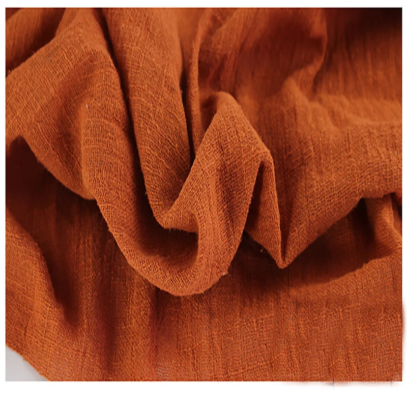 Soft Linen Cotton material orange crincle wrinkle tissue scarves dress