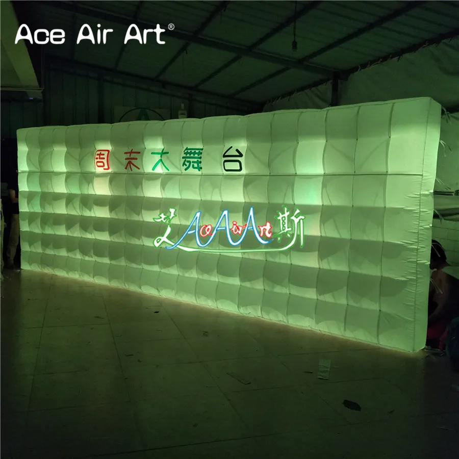 

6 m Long LED Straight DJ wall inflatable photo booth backdrop,Christmas party wall with 8pcs lights for sale