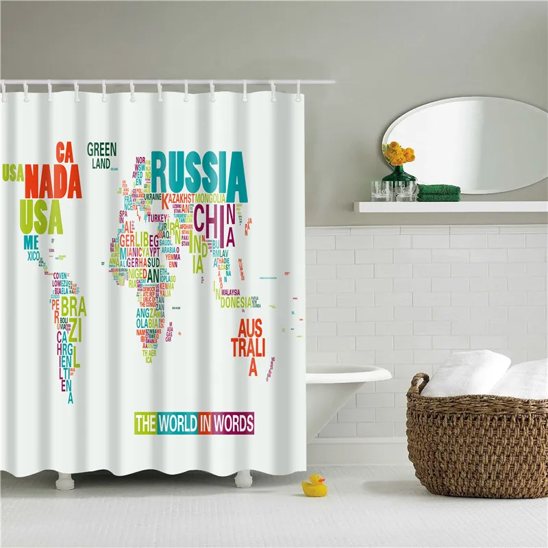 Карта мира, синие занавески для душа, занавески для ванной комнаты, моющиеся занавески для ванной, полиэфирная ткань, занавески, украшения