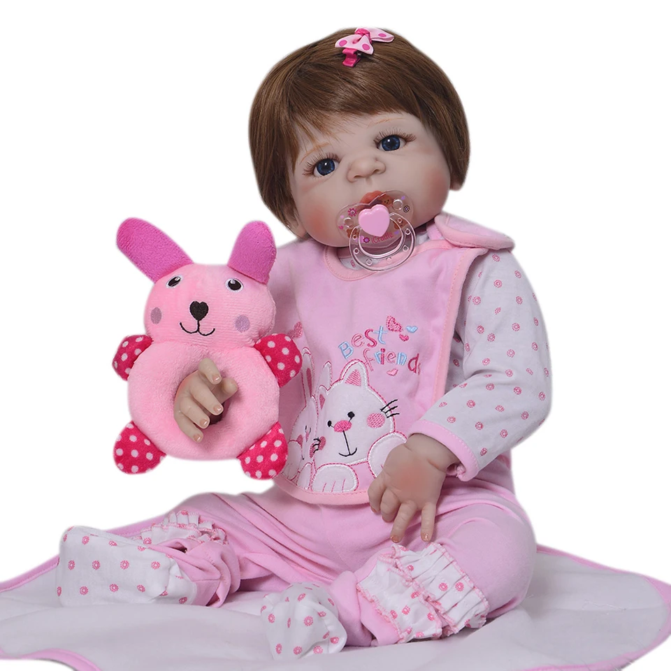 

Full silicone vinyl reborn baby girl doll toys 22" fashion child gift toy dolls reborn munecas bebe reborn menina bonecas