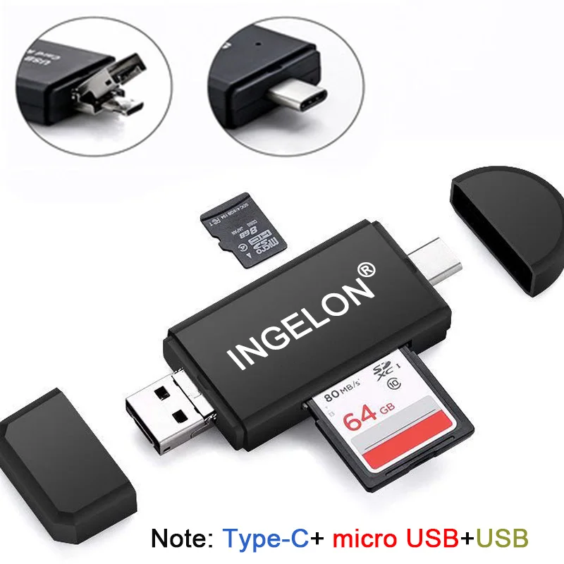 3 в 1 OTG кард-ридер type C& micro USB& USB 2,0 универсальный OTG TF/SD адаптер для micro sd Android Компьютерный адаптер заголовки