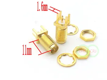 

100pcs/1000pcs RP-SMA Female (Male pin) RF Connector Nut Solder PCB Clip Edge Mount 1.6mm Spacing