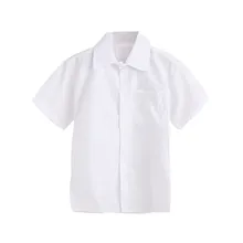 Детская рубашка для мальчиков, повседневная Весенняя однотонная белая хлопковая рубашка для мальчиков, детская одежда, топы с длинными рукавами для мальчиков, футболки, блузка