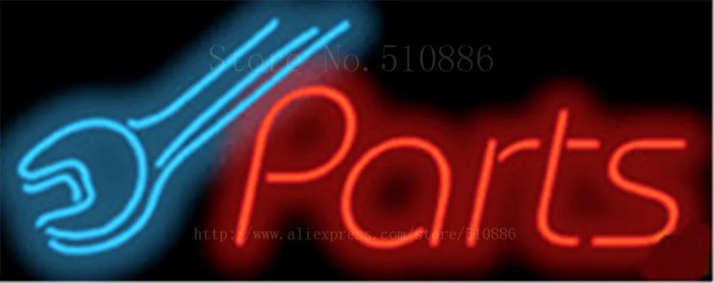 Parts with Wrench Car Auto Businese Club Pub Tube neon sign Handcrafted Automotive signs Shop Store Business signage 17&quotx14&quot |