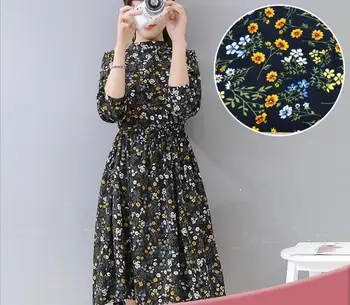 

2Meter Width 132cm Royon&Cotton Printed Floral Flower Fabric For Apparel Sewing Fashion Women's Dheongsam Wedding Dress Diy Doll
