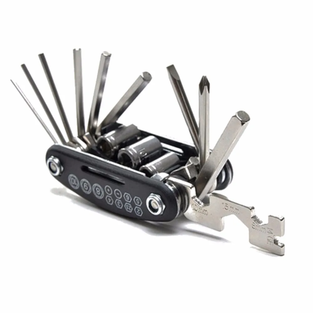cheap Hot 16 In 1 Bicycle Tools Sets Mountain Bike Bicycle Multi Repair Tool Kit Hex Spoke Wrench Mountain Cycle Screwdriver Tool est
