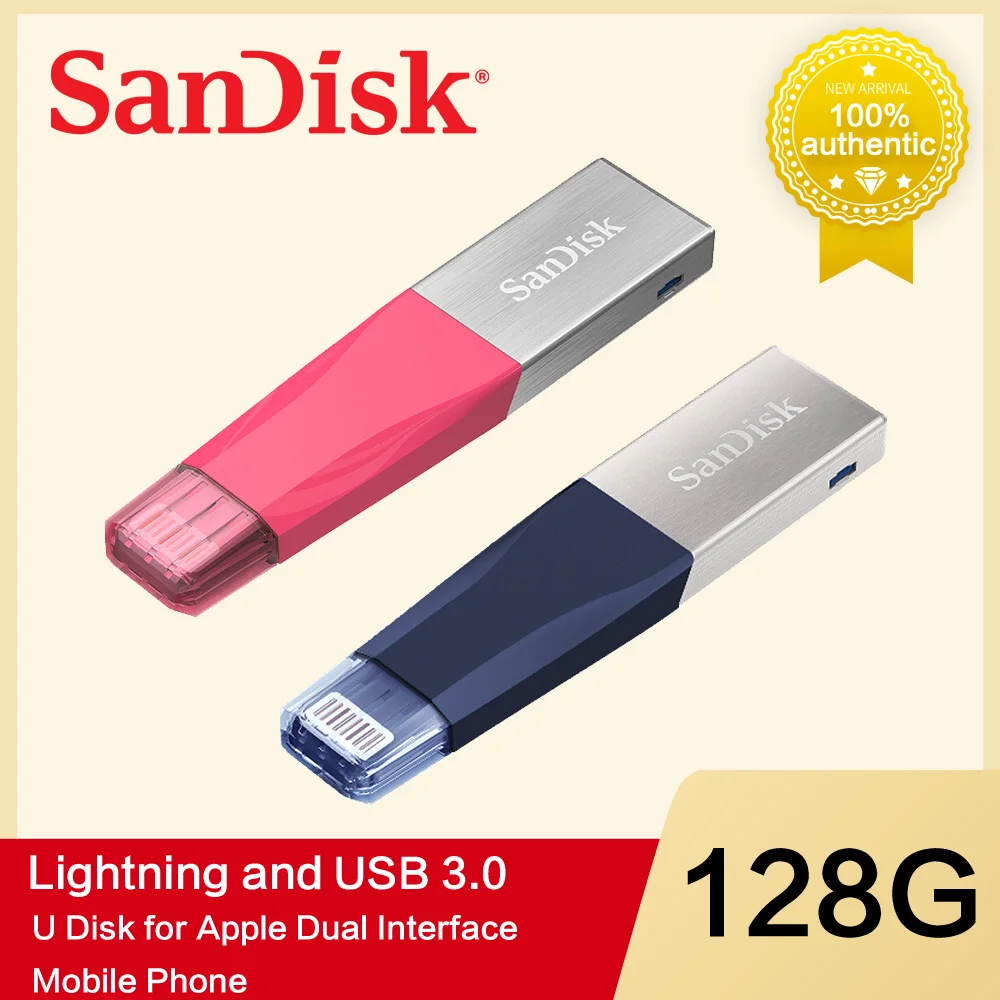 SanDisk Mini iXpand Lightning USB флеш-накопитель 16 ГБ 32 ГБ 64 Гб 128 ГБ флеш-накопитель USB 3,0 Флешка USB флешка для iPhone iPad Apple