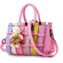 2016 Fashion Panelled PU Leather Women Handbag Multicolor Patchwork Shoulder Bag Classic Women Bag Tote sac a main bolsos