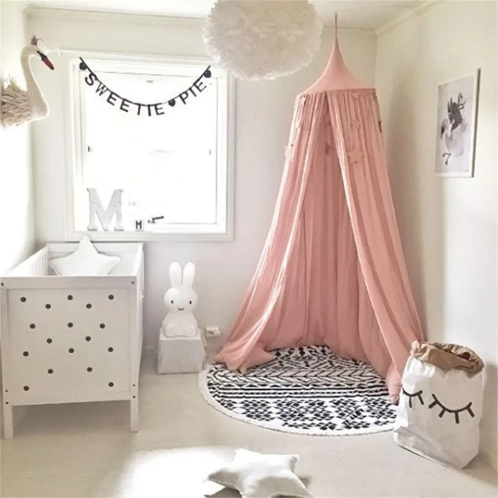 

Baby Crib Net bed curtain Canopy Children Room decor Tent Cotton Hung Dome Mosquito Net For Baby Kids Sleeping photography props