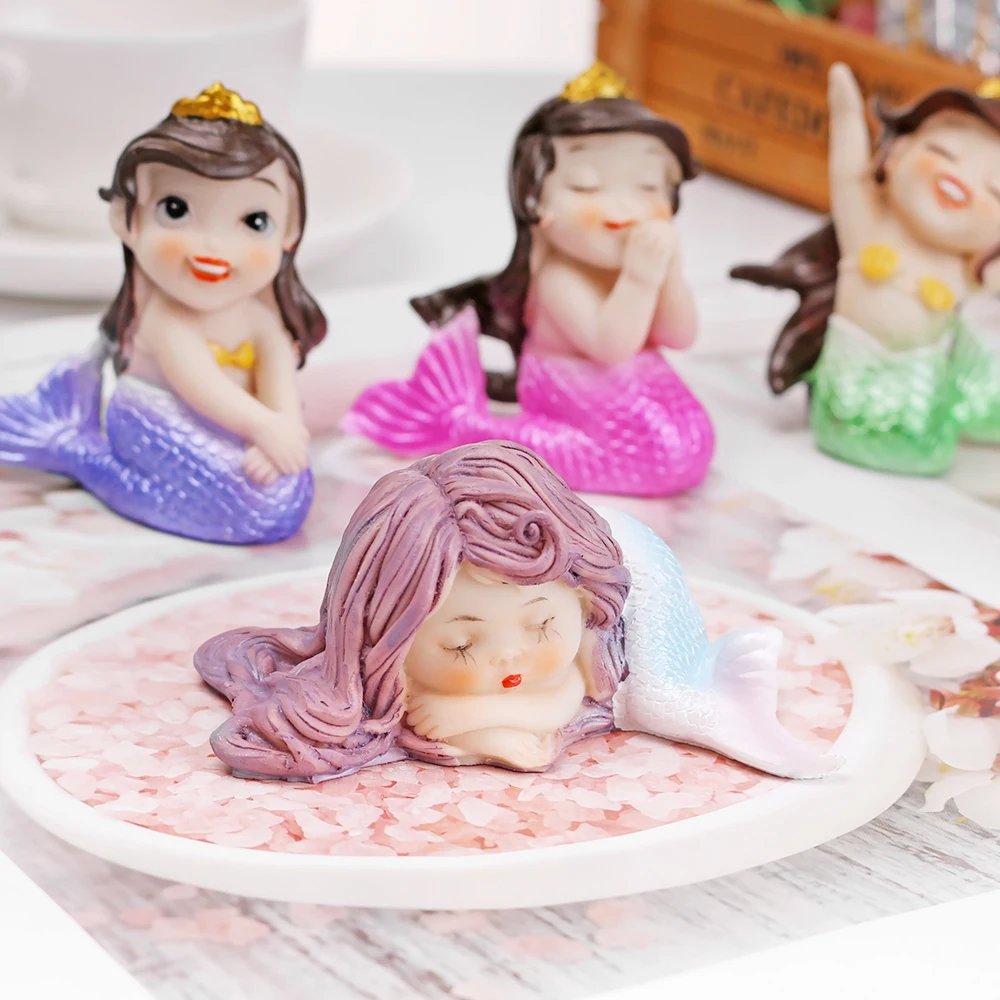 

1PC Fairy Fantasy Figurine Art Works Car Cake Home Garden Decor Gifts Resin Miniature Mermaid Princess Statue Collection